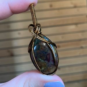 Wire Crafted Bloodstone Pendant
